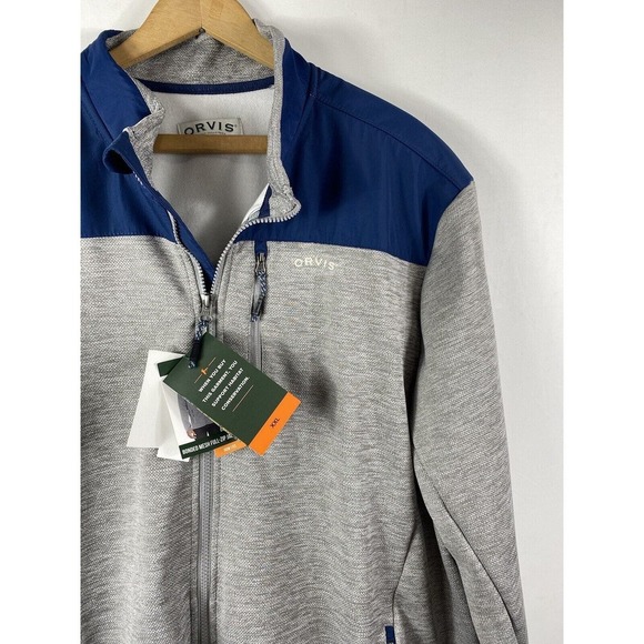 Orvis Bonded Mesh Full Zip Jacket XXL 2XL Gray Blue Warm Knit Fleece Lined - Picture 8 of 13
